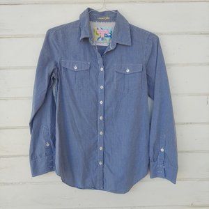 Lilly Pulitzer Blue and White Checkered Long Sleeve Button Up Shirt Size Small